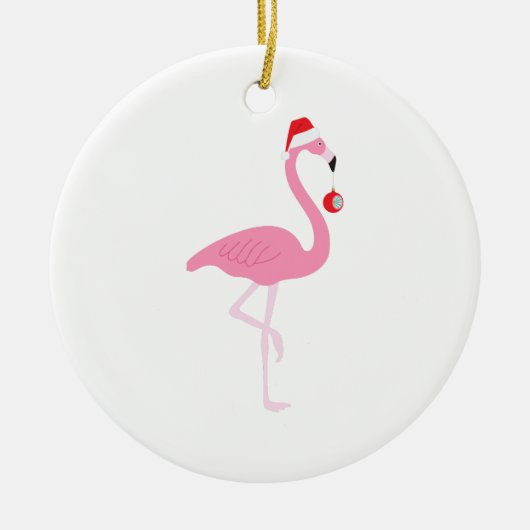 Weihnachtsflamingo Keramik Ornament (Vorne)