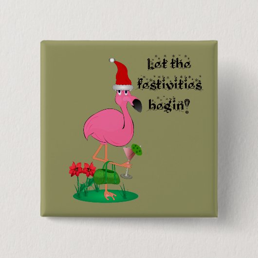 Weihnachtsflamingo-Knopf Button (Vorderseite)