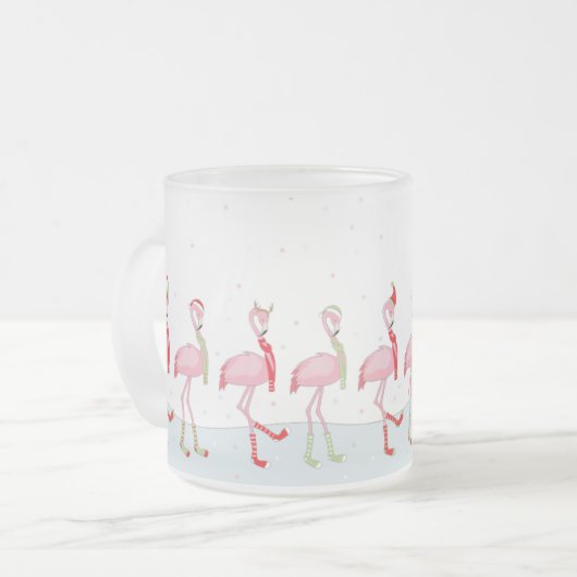 Weihnachtsflamingo Mattglastasse (Vorderseite Links)