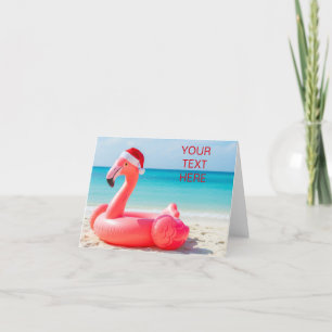 Weihnachtsflamingo mit Weihnachtsmannmütze Dankeskarte