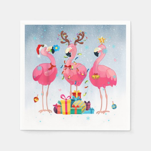 Weihnachtsflamingo Serviette (Vorderseite)