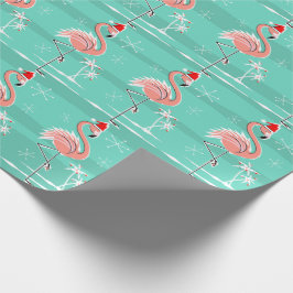 Weihnachtsflamingo-Streifen-Packpapier Geschenkpapier