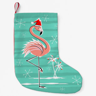Weihnachtsflamingo-Streifen-Strumpf einer mit Kleiner Weihnachtsstrumpf