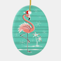 Weihnachtsflamingo-Streifen-Textverzierungsoval