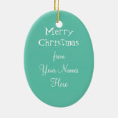 Weihnachtsflamingo-Streifen-Textverzierungsoval Keramikornament (Hinten)