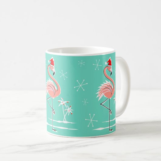Weihnachtsflamingo-Tasse Kaffeetasse (VorderseiteRechts)