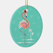 Weihnachtsflamingo-Textverzierung rund Keramikornament (Rechts)
