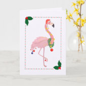 Weihnachtsflamingo-Weihnachtsmannmütze Karte (Gelbe Blume)