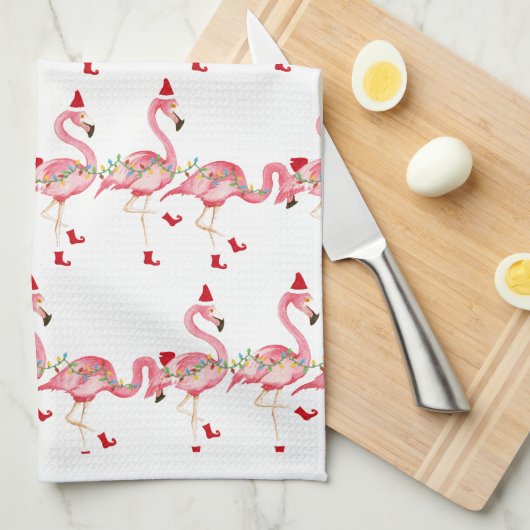 Weihnachtsflamingos Küchentuch (Viertel Falte)