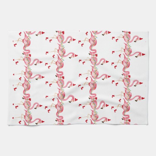 Weihnachtsflamingos Küchentuch (Horizontal)