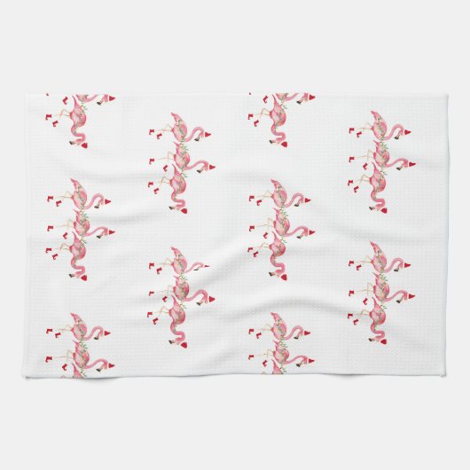 Weihnachtsflamingücher Geschirrtuch (Horizontal)