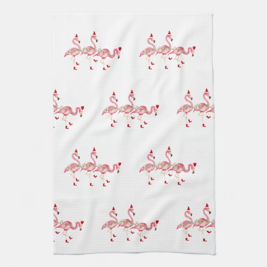 Weihnachtsflamingücher Geschirrtuch (Vertikal)