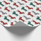 Weihnachtsflanell-rote und grüne Dackeln Geschenkpapier (Ecke)
