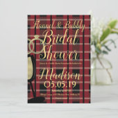 Weihnachtsflannel Foil Bubbly Brautparty Einladung (Stehend Vorderseite)