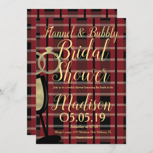 Weihnachtsflannel Foil Bubbly Brautparty Einladung