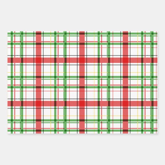 Weihnachtsflannel Kariert Tartan Design - Weiß Geschenkpapier Set (Vorderseite 2)