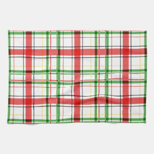 Weihnachtsflannel Kariert Tartan Design - Weiß Geschirrtuch