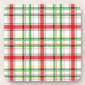Weihnachtsflannel Kariert Tartan Design - Weiß Getränkeuntersetzer (Vorderseite)