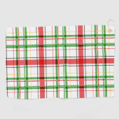 Weihnachtsflannel Kariert Tartan Design - Weiß Golfhandtuch (Horizontal)