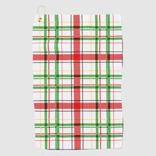 Weihnachtsflannel Kariert Tartan Design - Weiß Golfhandtuch (Vorderseite)