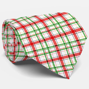 Weihnachtsflannel Kariert Tartan Design - Weiß Krawatte