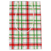 Weihnachtsflannel Kariert Tartan Design - Weiß Mittlere Geschenktüte (Vorderseite)