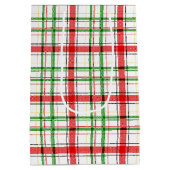 Weihnachtsflannel Kariert Tartan Design - Weiß Mittlere Geschenktüte (Rückseite)