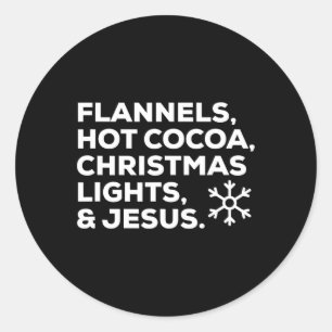 Weihnachtsflannels Hot Cocoa Weihnachtsbeleuchtung Runder Aufkleber