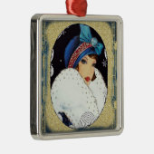 Weihnachtsflapper Girl Large White Fur Coat Ornament Aus Metall (Rechts)