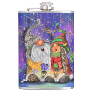 Weihnachtsflasengeschenk Couple Gnomes Gesang Flachmann