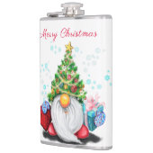 Weihnachtsflasengeschenk Gnome mit Geschenken Flachmann (Links)