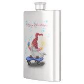 Weihnachtsflasengeschenk Skater Gnome mit Geschenk Flachmann (Links)