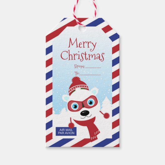 Weihnachtsfliege mit Spendenaufkleber für Polar Geschenkanhänger (Vorderseite)