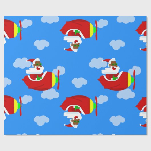 Weihnachtsflieger-Pilot Schwarzer Seatronenwolke Geschenkpapier (Flach)