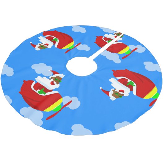 Weihnachtsflieger-Pilot Schwarzer Seatronenwolke Polyester Weihnachtsbaumdecke (Schrägansicht)