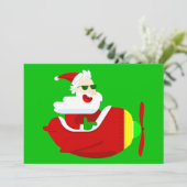 Weihnachtsflieger Santa-Claus lustig Einladung (Stehend Vorderseite)