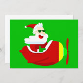 Weihnachtsflieger Santa-Claus lustig Einladung (Vorne/Hinten)
