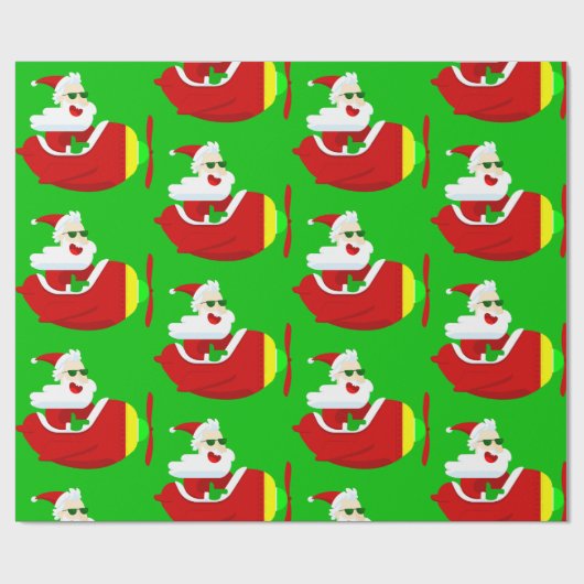 Weihnachtsflieger Santa-Claus lustig Geschenkpapier (Flach)
