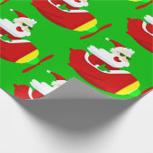 Weihnachtsflieger Santa-Claus lustig Geschenkpapier (Ecke)