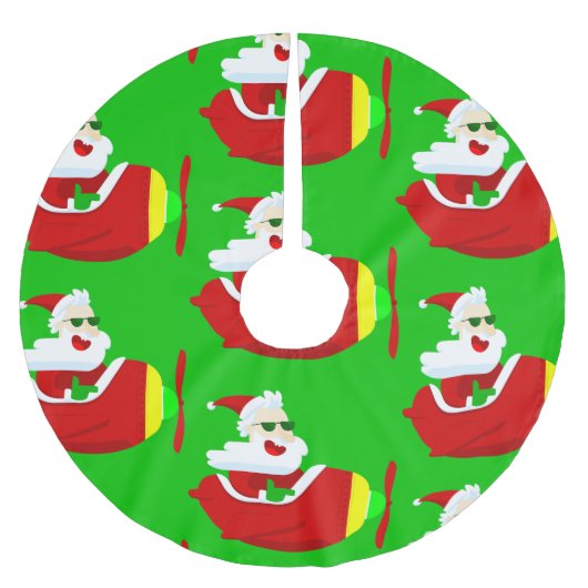 Weihnachtsflieger Santa-Claus lustig Polyester Weihnachtsbaumdecke (Vorderseite)