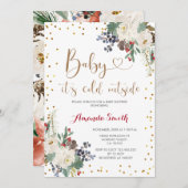 Weihnachtsflora Es ist kalte Außendusche Einladung (Vorne/Hinten)