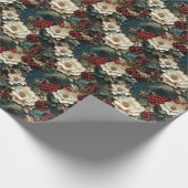 Weihnachtsflora mit Weißen Blume & Grünpflanzen Geschenkpapier (Ecke)