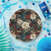 Weihnachtsflora mit Weißen Blume & Grünpflanzen Pappteller (Party)