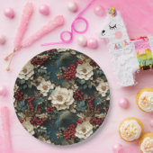 Weihnachtsflora mit Weißen Blume & Grünpflanzen Pappteller (Party)