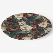 Weihnachtsflora mit Weißen Blume & Grünpflanzen Pappteller (Schrägansicht)