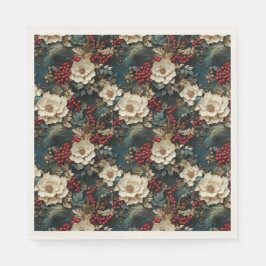 Weihnachtsflora mit Weißen Blume & Grünpflanzen Serviette