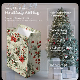 Weihnachtsfloral Design Geschenktasche Mittlere Geschenktüte