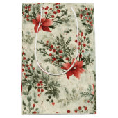 Weihnachtsfloral Design Geschenktasche Mittlere Geschenktüte (Vorderseite)