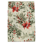 Weihnachtsfloral Design Geschenktasche Mittlere Geschenktüte (Rückseite)