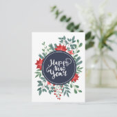 Weihnachtsfloral | Happy New Year Feiertagspostkarte (Stehend Vorderseite)